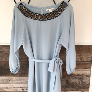 Baby Blue Boho Wide Neck Slip Dress